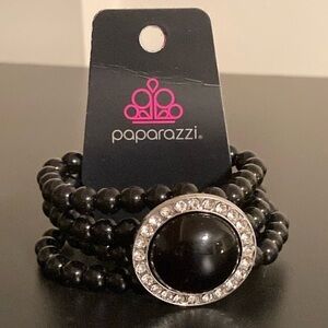 Paparazzi Black Bracelet with Silver Crystal Accent
